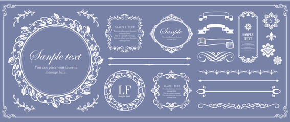 高級感のあるビンテージ調のフレームデザインセット　罫線　枠　ウエディング　ビンテージ　アンティーク	

