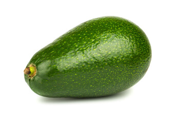 Single green avocado isolated on white background