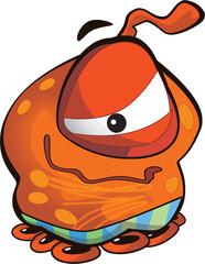 cartoon scene with some funny looking alien isolated illustration for children