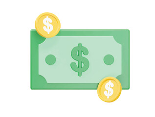 Dollar icon illustration render transparent vector