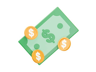 Dollar icon illustration render transparent vector