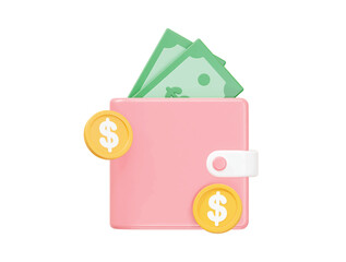 3d rendering wallet icon illustration transparent