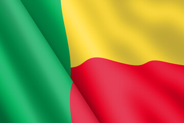 Benin waving flag 3d illustration wind ripple