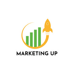 Marketing Growth Up Graph Logo Design Creative White Rocket Symbol
