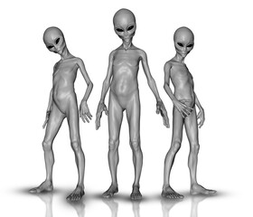 3D render of a group of aliens