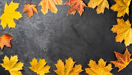 Autumn background, autumn leaves on a concrete background, Generative AI