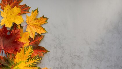 Autumn background, autumn leaves on a gray background, Generative AI