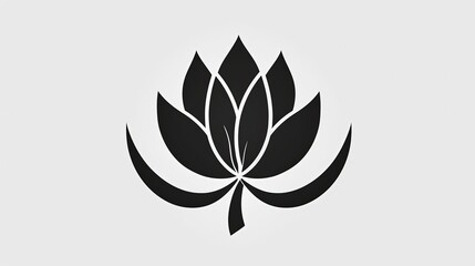 Minimalistic black flower logo. In style of vector illustration. Abstract black flower. Generative AI