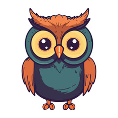 Cute cartoon owl flying with cheerful humor
