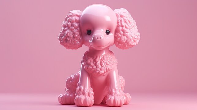 Pink poodle dog toy. Figurine. Generative AI