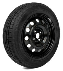 Black car wheel isolated on white background