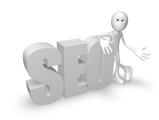 cartoon guy and seo tag - 3d rendering