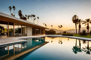 Fototapeta premium sunset over the pool