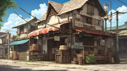 Church in the village of the country. AI generated art illustration.