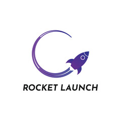 Rocket launch logo design creative