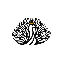 Peacock Tree, branches logo design, vector and illustration