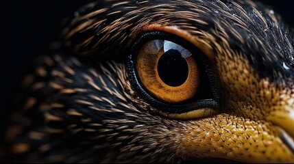 Close-up eye of duck. Close-up eye of an animal. Generative AI