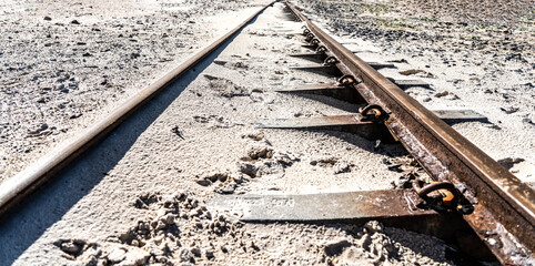 Train Tracks in the sand - Endless Horizons, Pathways of Adventure, Symbol of Travel