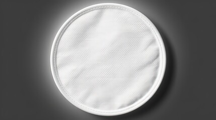 Blank white round cotton pad. Minimalistic. View from above. Generative AI - obrazy, fototapety, plakaty