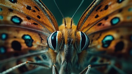 Close-up eyes of extraterrestrial insect. Close-up eyes of butterfly. Generative AI