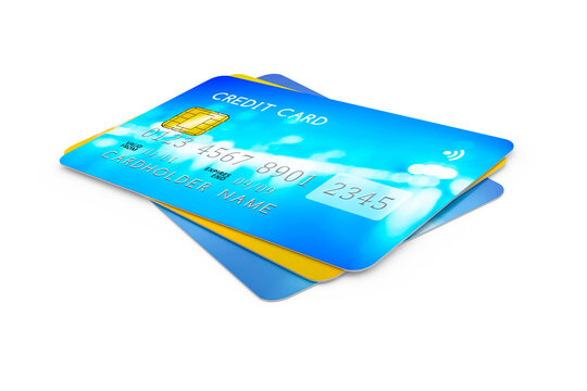 3d rendering of three credit cards for payment