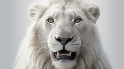 Close-up white lion head. Generative AI