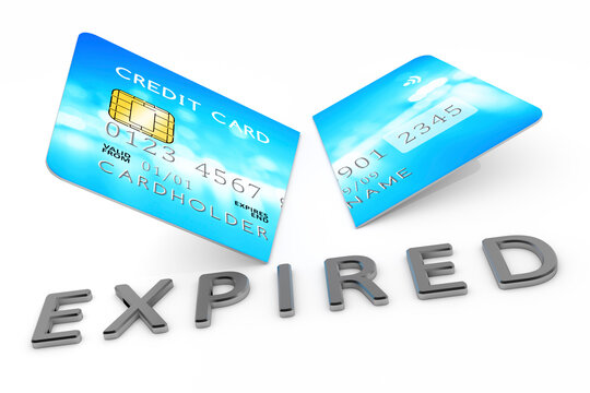 3d rendering of an expired cut credit card