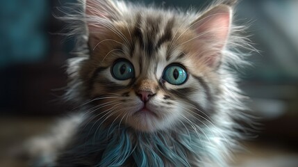 Close-up surprised kitten. Cat. Generative AI