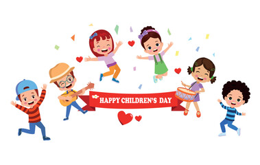 A poster for the children's day with the words happy children's day