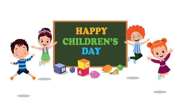 A poster for the children's day with the words happy children's day