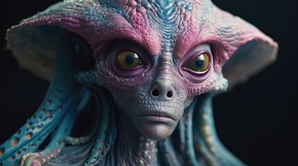 Rare alien. Extraterrestrial alien. Alien with unique ears. Generative AI