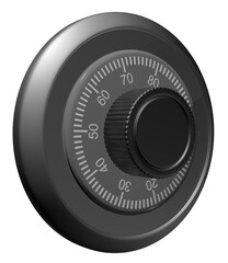 Safe combination lock. Knob with figures. Isolated on white. 3D illustration