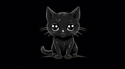 Black cat logo in style of vector illustration. Generative AI