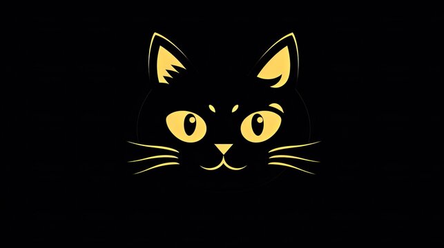 Black cat logo in style of vector illustration. Generative AI