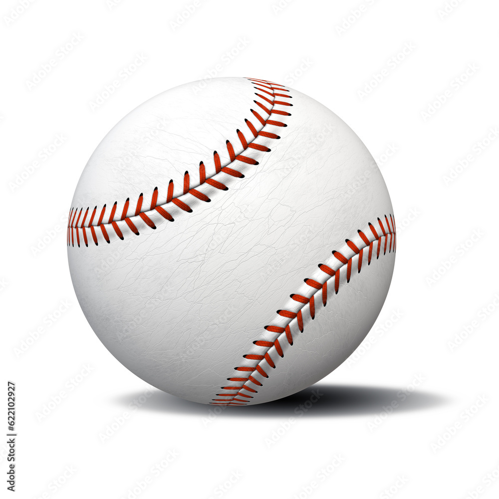 Wall mural 2d illustration of a typical white baseball