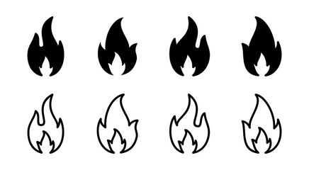 Fire icon set illustration. fire sign and symbol