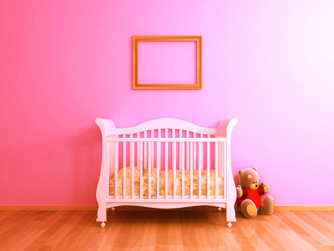 Pink baby room render