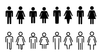 Man and woman icon set illustration. male and female sign and symbol. Girls and boys