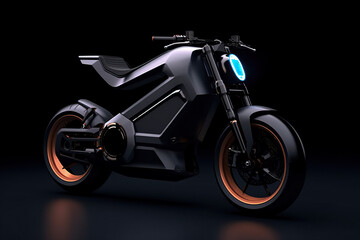 Fototapeta na wymiar Bike Concept Design. Futuristic Gold Mechanic Model, Glowing Luxury Nightlife Speed Vehicle for High Performance, Graphic Transport Design. Generative AI