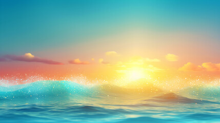 Naklejka na ściany i meble sunset and sea wave in pastel soft colors landscape, generative ai