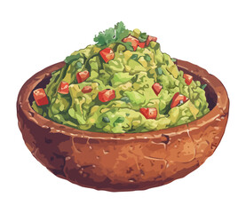 Fresh gourmet guacamole with avocado and tomato