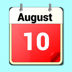 day on the calendar, vector image format, August 10