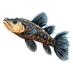 Fototapeta premium Underwater Beauty: Captivating 2D Illustration of a Fish Pleco