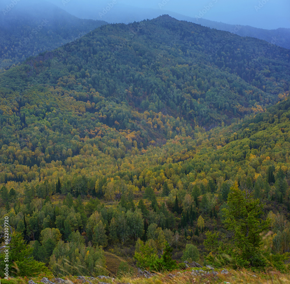 Sticker altay mountains in beauty day, siberia, russia