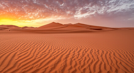 majestic dry desert with a beautiful sunset in high resolution and sharpness