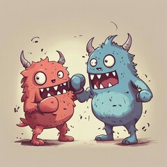 Fototapeta premium little monster fighting