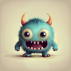 cute blue monster