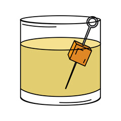 Isolated colored tropical cocktail sketch icon Vector