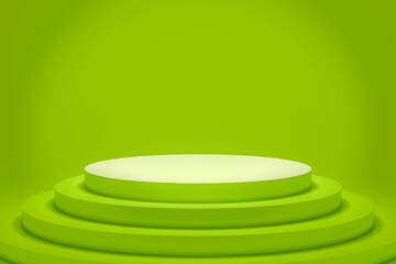 3d rendering of a green podium with space for your content