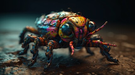 Futuristic colorful insect creature. Generative AI